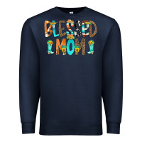 Navy Blessed Mom Premium Sweatshirt - CowCowDesign