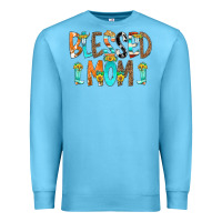 Ocean Blue Blessed Mom Premium Sweatshirt - CowCowDesign
