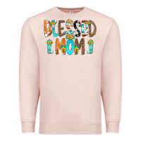 Pale Pink Blessed Mom Premium Sweatshirt - CowCowDesign