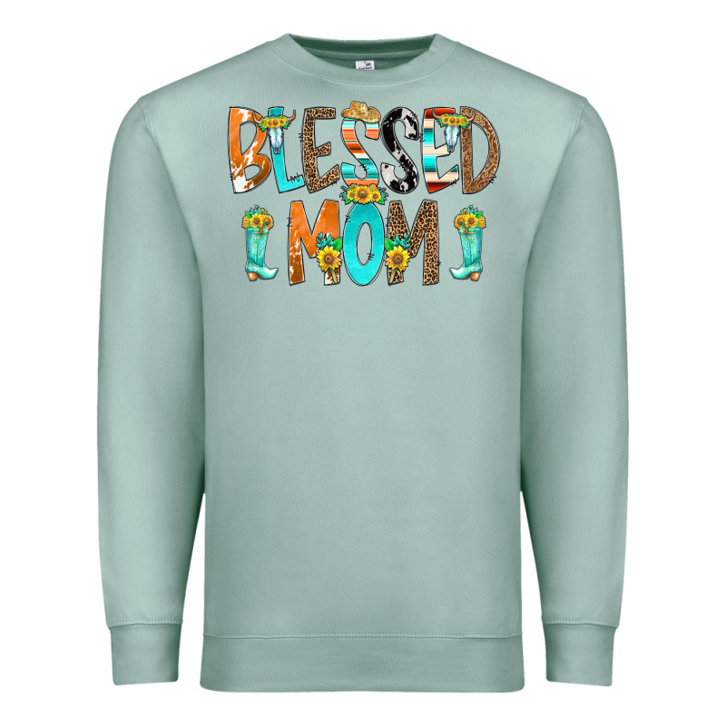 Blessed Mom Premium Sweatshirt by CowCowDesign | Teevron