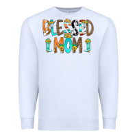 White Blessed Mom Premium Sweatshirt - CowCowDesign