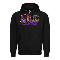 Black Love Mardi Gras with gnome Zipper Hoodie - HowdyJamesFarm