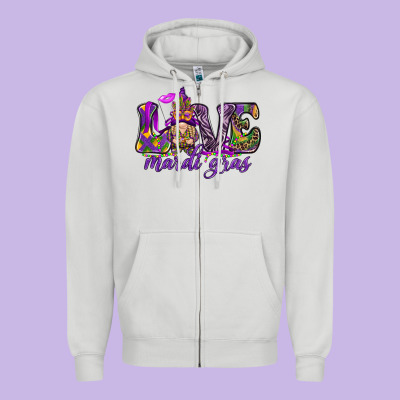 Love Mardi Gras With Gnome Zipper Hoodie Designed By Howdyjamesfarm