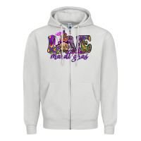 Dove Grey Love Mardi Gras with gnome Zipper Hoodie - HowdyJamesFarm