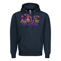 Navy Love Mardi Gras with gnome Zipper Hoodie - HowdyJamesFarm