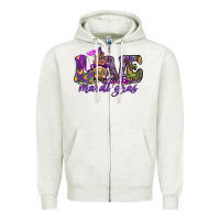 Oatmeal Heather Love Mardi Gras with gnome Zipper Hoodie - HowdyJamesFarm