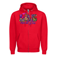 Red Love Mardi Gras with gnome Zipper Hoodie - HowdyJamesFarm