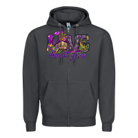 Smoke Love Mardi Gras with gnome Zipper Hoodie - HowdyJamesFarm