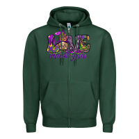 Sports Green Love Mardi Gras with gnome Zipper Hoodie - HowdyJamesFarm