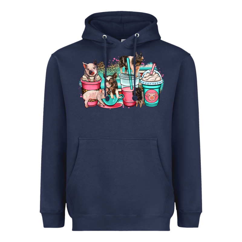 Pig Coffee Cups Heavyweight Hoodie by OliviaCreatesArt | Teevron