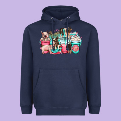 Pig Coffee Cups Heavyweight Hoodie Designed By Oliviacreatesart