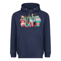 Navy pig coffee cups Heavyweight Hoodie - OliviaCreatesArt