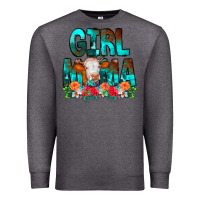 Charcoal Heather Girl Mama Flowers Cow Premium Sweatshirt - CowCowDesign
