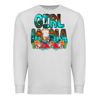Dove Grey Girl Mama Flowers Cow Premium Sweatshirt - CowCowDesign