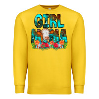 Girl Mama Flowers Cow Premium Sweatshirt | Teevron