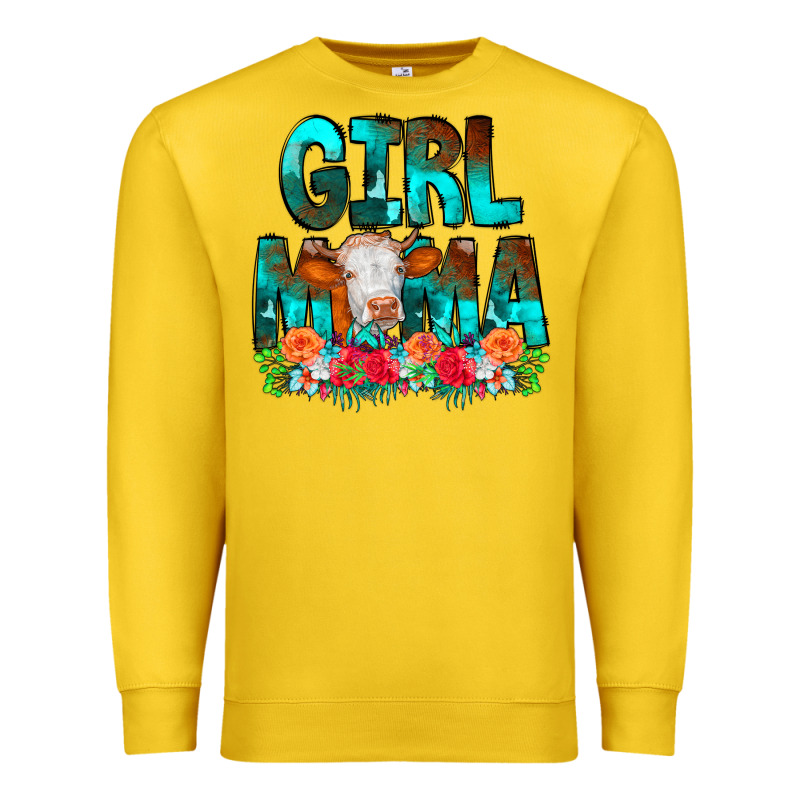 Girl Mama Flowers Cow Premium Sweatshirt by CowCowDesign | Teevron