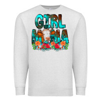 Oatmeal Heather Girl Mama Flowers Cow Premium Sweatshirt - CowCowDesign