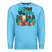 Ocean Blue Girl Mama Flowers Cow Premium Sweatshirt - CowCowDesign