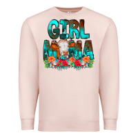 Pale Pink Girl Mama Flowers Cow Premium Sweatshirt - CowCowDesign