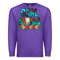 Purple Girl Mama Flowers Cow Premium Sweatshirt - CowCowDesign