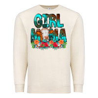 Sandshell Girl Mama Flowers Cow Premium Sweatshirt - CowCowDesign