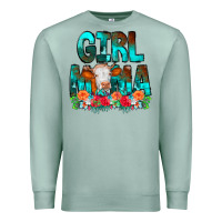 Seafoam Girl Mama Flowers Cow Premium Sweatshirt - CowCowDesign