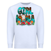 White Girl Mama Flowers Cow Premium Sweatshirt - CowCowDesign