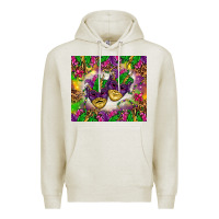 Oatmeal Heather Mardi Gras masks tumbler Premium Hoodie - HowdyJamesFarm
