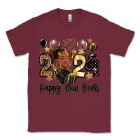 Burgundy 2024 happy new year black woman Classic Tee - MaliasSmallBusiness