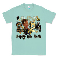 Seafoam 2024 happy new year black woman Classic Tee - MaliasSmallBusiness
