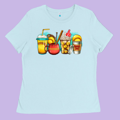Softball Coffee Ladies Tee Designed By Jasminsmagicworld