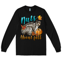Black Nuts About Fall Squirrel Long Sleeve Tee - LillyAllenDesigns