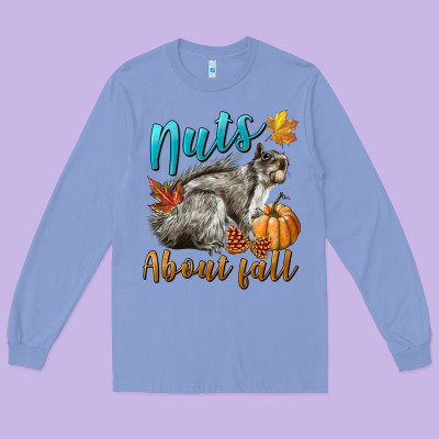 Nuts About Fall Squirrel Long Sleeve Tee Designed By Lillyallendesigns