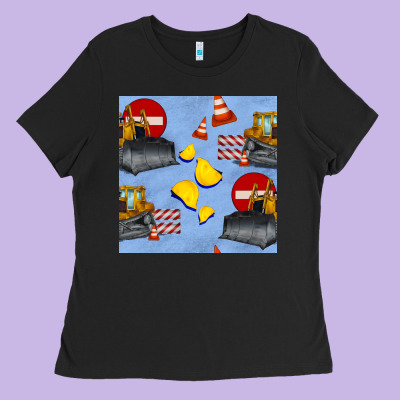 Bulldozer Seamles Pattern Ladies Tee Designed By Bundleandbundleshop