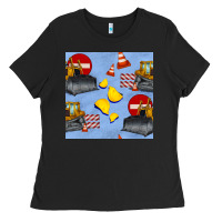 Black bulldozer seamles pattern Ladies Tee - BundleAndBundleShop