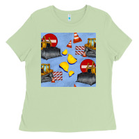 Matcha bulldozer seamles pattern Ladies Tee - BundleAndBundleShop