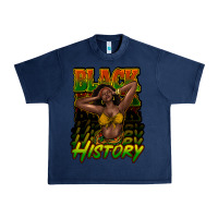 Navy black history afro woman Urban Heavy Tee - NancyCooperArtShop