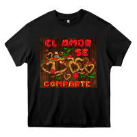 Black el amor se comparte with churros Heavy Core Tee - AdoDesignShop