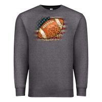 Charcoal Heather American Flag Football Leopard Premium Sweatshirt - CowCowDesign