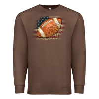 Chestnut American Flag Football Leopard Premium Sweatshirt - CowCowDesign