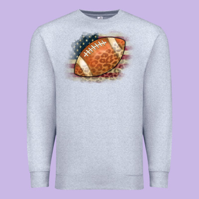 American Flag Football Leopard Premium Sweatshirt Designed By Cowcowdesign