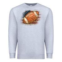 Heather Grey American Flag Football Leopard Premium Sweatshirt - CowCowDesign
