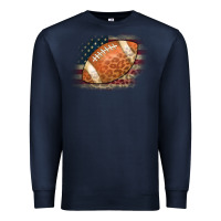 Navy American Flag Football Leopard Premium Sweatshirt - CowCowDesign