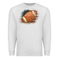 Oatmeal Heather American Flag Football Leopard Premium Sweatshirt - CowCowDesign