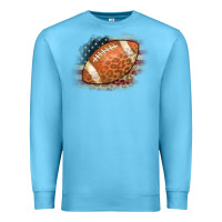 Ocean Blue American Flag Football Leopard Premium Sweatshirt - CowCowDesign