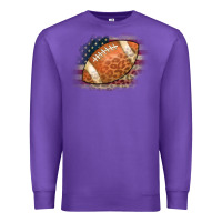 Purple American Flag Football Leopard Premium Sweatshirt - CowCowDesign