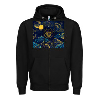 Black evil eye moon Zipper Hoodie - TumblerDesignByShophia