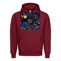 Burgundy evil eye moon Zipper Hoodie - TumblerDesignByShophia