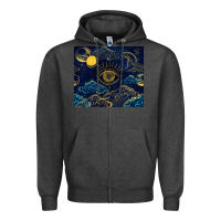 Charcoal Heather evil eye moon Zipper Hoodie - TumblerDesignByShophia