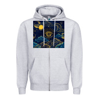 Heather Grey evil eye moon Zipper Hoodie - TumblerDesignByShophia